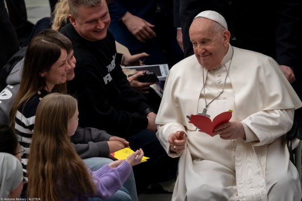Pope Francis blesses faithful at the end of his weekly general audience