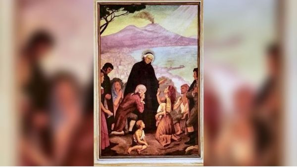 Św. Franciszek Ksawery Bianchi na tle Wezuwiusza