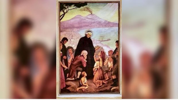 Św. Franciszek Ksawery Bianchi na tle Wezuwiusza
