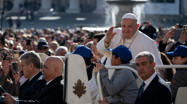 Pope Francis during his weekly general audience at St. Peter's Square at the Vatican on March 20, 2024