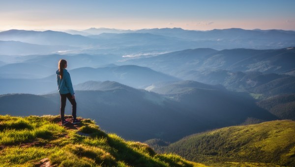 Kobieta na szcycie góry