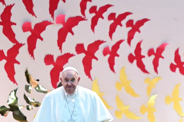 Pope Francis greets Children of Street Ministry and Callan Services at the Caritas Technical Secondary School in Port Moresby on September 7, 2024.