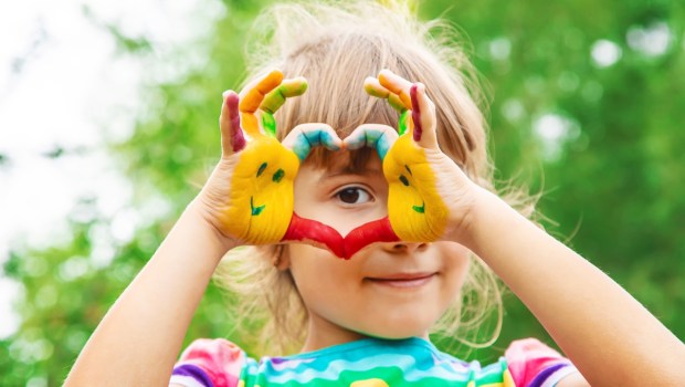 children hands in colors