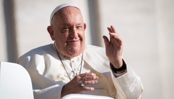 Pope Francis arrives for a weekly general audience at Saint Peter's Square in The Vatican on October 30, 2024.