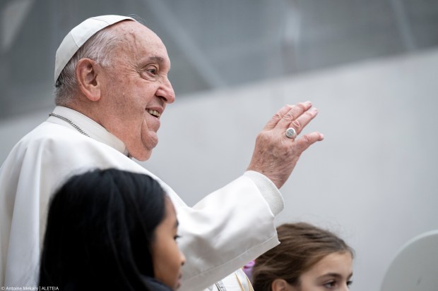 Pope Francis during his weekly general audience in St. Peter's square at the Vatican on November 20, 2024.