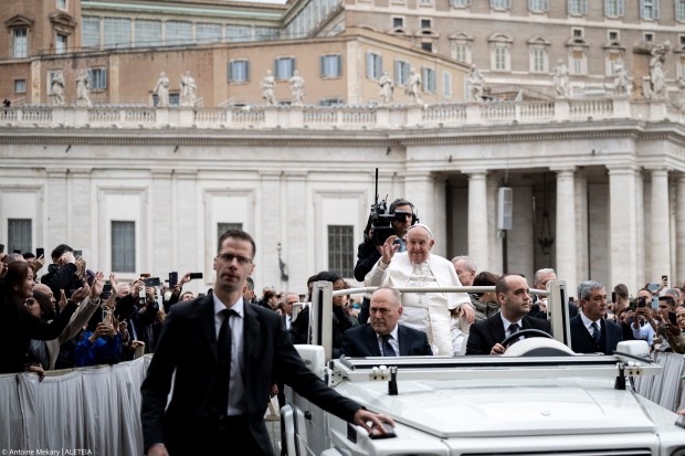 Pope Francis during his weekly general audience in St. Peter's square at the Vatican on November 20, 2024.