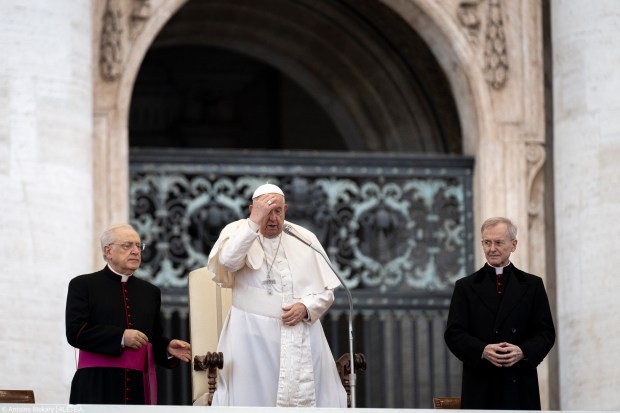 Pope Francis during his weekly general audience in St. Peter's square at the Vatican on November 20, 2024
