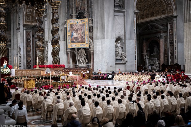 Pope Francis presides over the Christmas Eve mass at St Peter's Basilica in the Vatican on December 24, 2024.