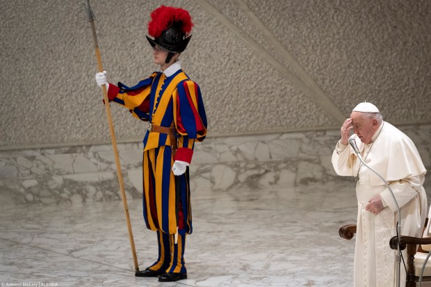 Pope Francis during his weekly general audience in Paul VI Hall at the Vatican on January 29, 2025.