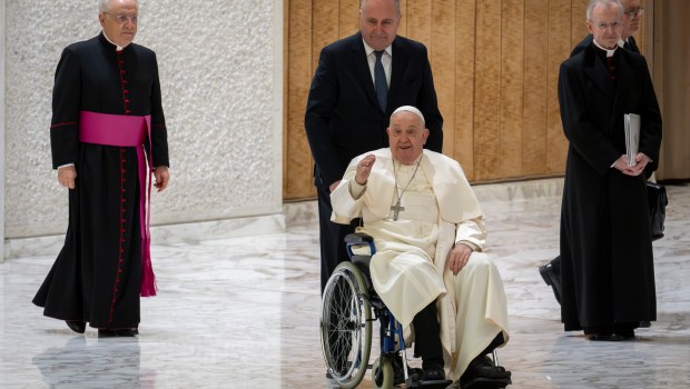Pope Francis during his weekly general audience in Paul VI Hall at the Vatican on January 15, 2025