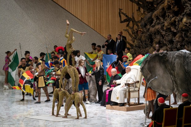Pope Francis during his weekly general audience in Paul VI Hall at the Vatican on January 08, 2025.