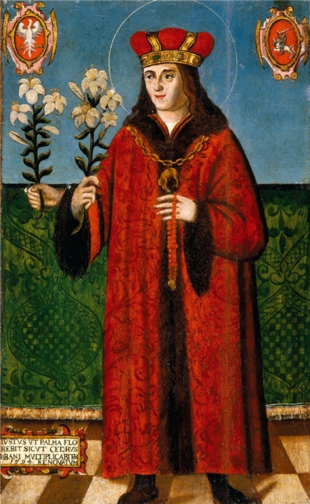 Św. Kazimierz Królewicz na obrazie w katedrze wileńskiej (ok. 1520)