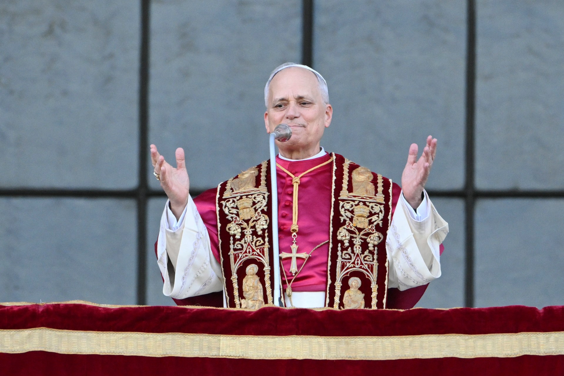 Pope Leo XIV blesses the crowd main balcony of Saint John Lateran
