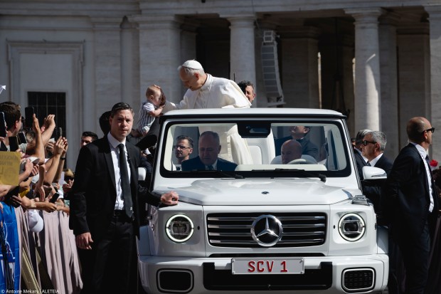 Pope Leo XIV during his weekly general audience in St. Peter's Square at the Vatican, on June 4, 2025.