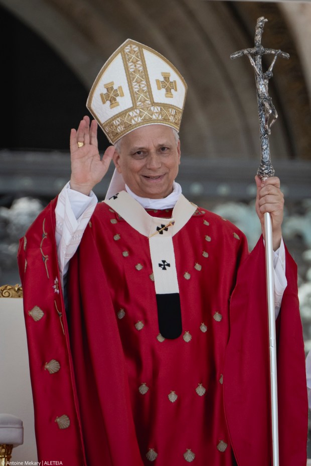 Pope Leo XIV at the end of a Mass for the Jubilee of New Religious Associations on Pentecost Day in St. Peter's Square at the Vatican, Sunday, June 8, 2025.