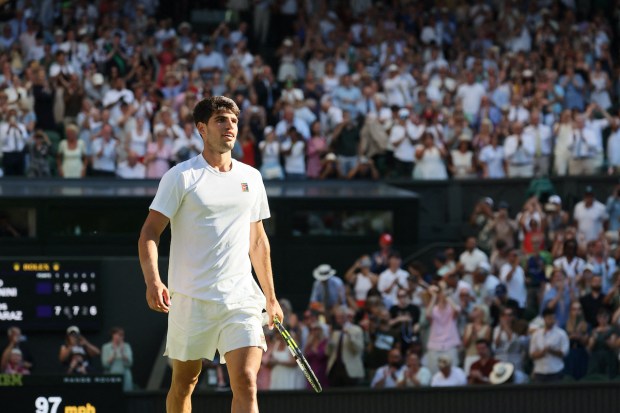 Carlos Alcaraz à à Wimbledon, Londres, le 30 juin 2025.