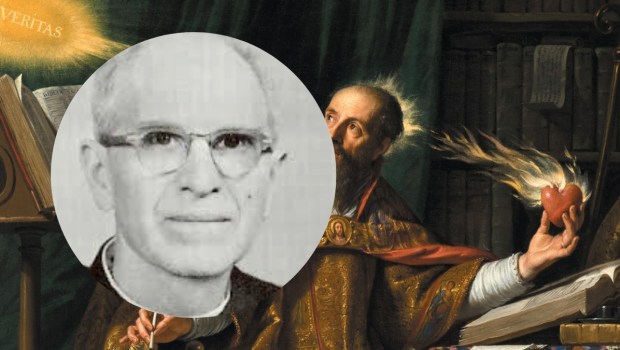 John McKniff na tle obrazu św. Augustyna