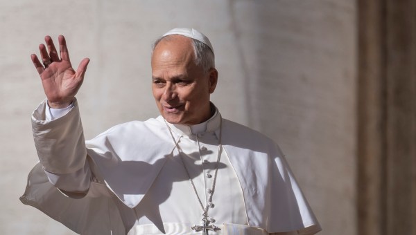Pope Leo XIV during his weekly general audience in St. Peter's square at the Vatican on November 05, 2025.