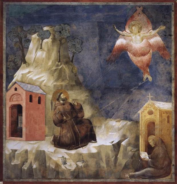 Św. Franciszek otrzymuje stygmaty. Fresk Giotto