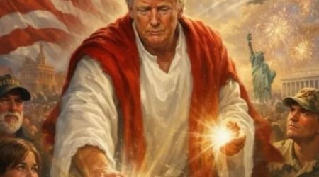 Co ujawnia wizerunek Donalda Trumpa jako „Chrystusa cudotwórcy”