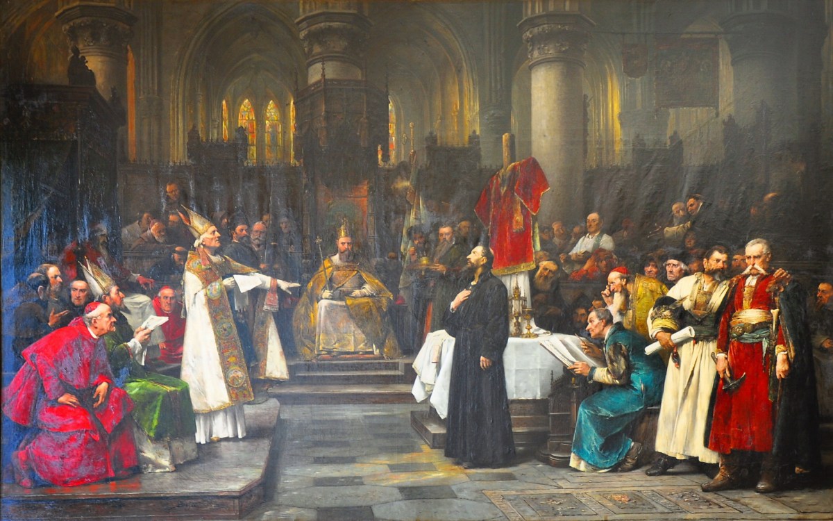 Jan Hus na soborze w Konstancji (obraz Václava Brožíka, 1883)