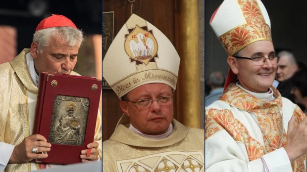 Kard. Konrad Krajewski, kard. Grzegorz Ryś, abp Andrzej Przybylski