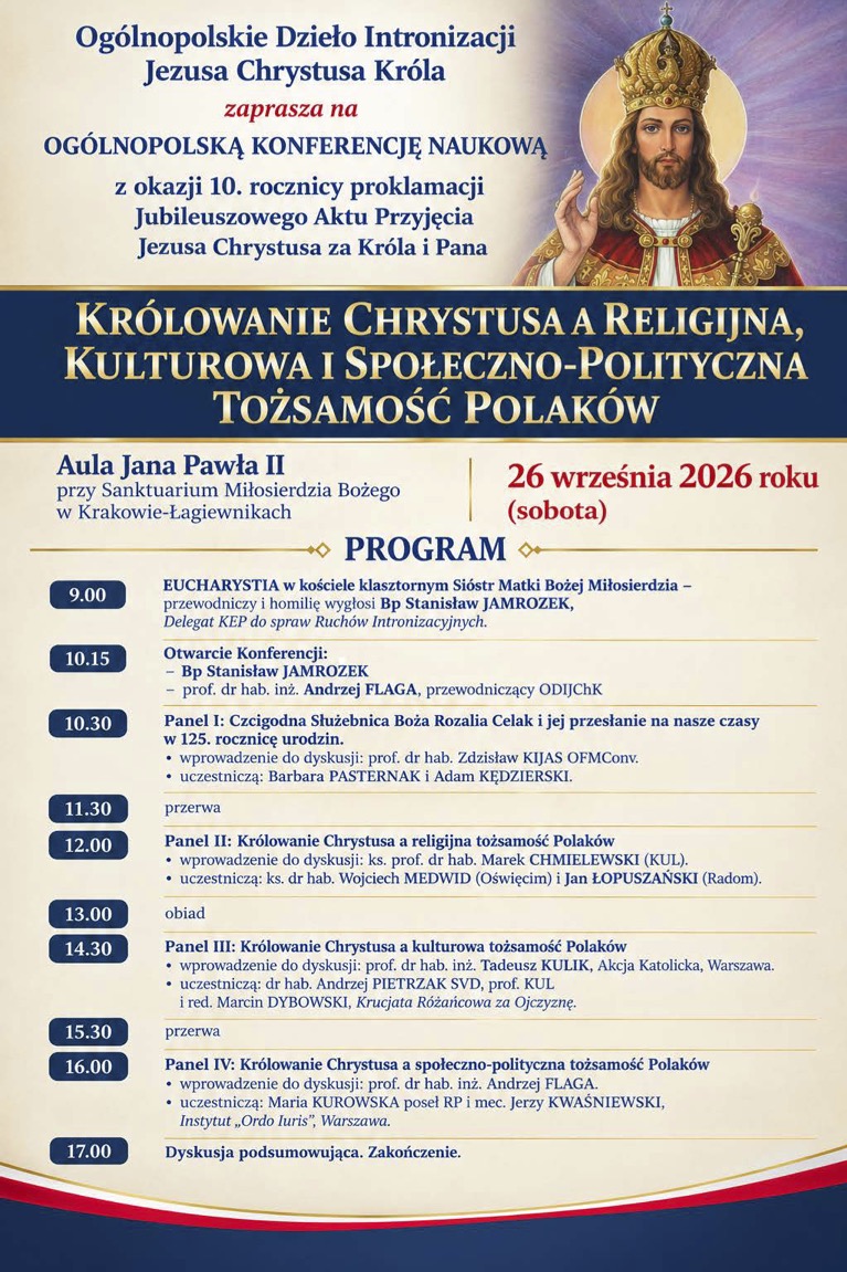 Co znaczy przyjąć Chrystusa za Króla i Pana? Konferencja w Krakowie-Łagiewnikach