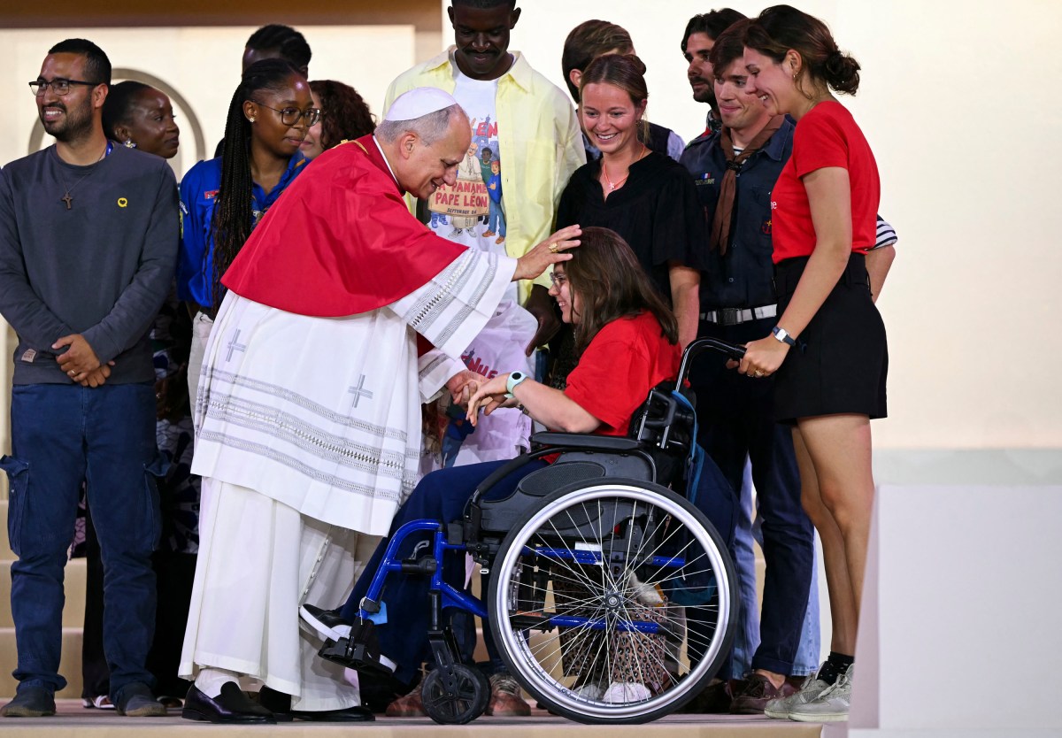 pope-leo-xiv-blesses-youth-wheelchair-stade-de-france-prayer-vigil-paris